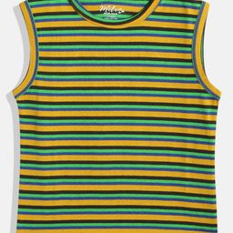 METRO KIDS COMPANY Boys Yellow & Green Striped Pure Cotton T-shirt-image-39