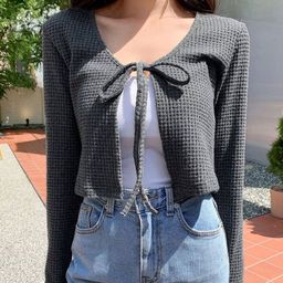 Outzidr Women Tie-Up Shrug-image-60