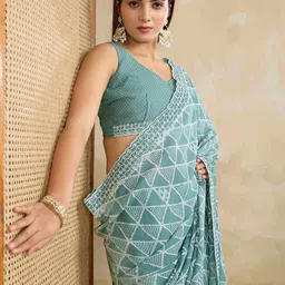 TASRIKA Embroidered Poly Georgette Saree-image-24