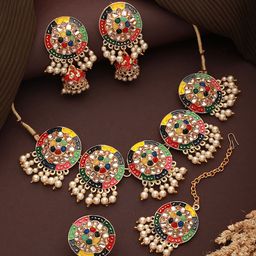 Jazz and Sizzle Gold-Plated Stones Studded & Beaded Jewellery Set-65
