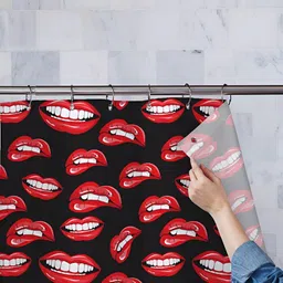 ArtzFolio Black & Red Printed Waterproof Shower Curtain-image-74