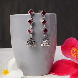 Bamboo Tree Jewels Crystals Studded Dome Shaped Jhumkas-image-88