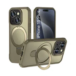 Luxury Kase Solid iPhone 15 Plus 360 Rotating Kickstand Mag-Safe Rugged Back Case-8