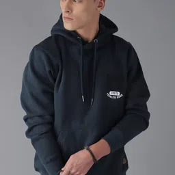 The Roadster Lifestyle Co Men Navy Blue Solid Hooded Sweatshirt-picture-21