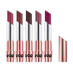 VOLO Set Of 5 Creme Matte Lipstick - 3.5 g Each -Cherry-Coffee-Chocolate-Plum-Passion Pink-26