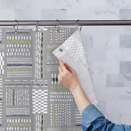ArtzFolio Grey & White Printed Waterproof Shower Curtain-image-95