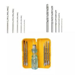 Hillgrove 10 Pcs HSS & Masonry Drill Bit Set & 5-in-1 Combination Screwdriver Kit Combo, HGCM455M1-21
