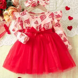 HOPZONIC Girl Printed Tulle Fit and Flare Dress-54