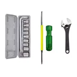 Hillgrove 10 Pcs Hex Socket Spanner Set, 2-in-1 Screwdriver combo, HGCM413M1-11