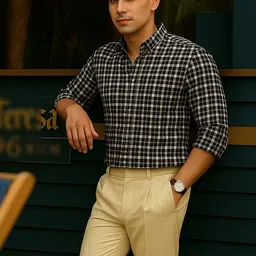 encore by INVICTUS Men Checked Spread Collar Cotton Casual Shirt-picture-39