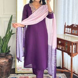 KALINI Women Paisley Embroidered Kurta with Trousers & Dupatta-image-69