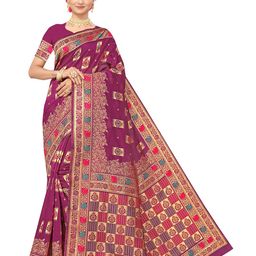 Maroosh Floral Zari Silk Banarasi Saree-image-67