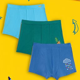XY Life Pack Of 3 3X Softer Than Cotton 50% More Moisture Absorbent Antimicrobial Printed Trunks - Blue & Green-image-81