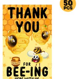 Zyozi Honey Bee Thank You for Beeing Here With Us Tags for Birthday - Pack of 50-16