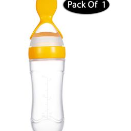 Mihar Essentials Squeezy Silicone Food Feeder Bottle Pack Of 1 - YELLOW-20