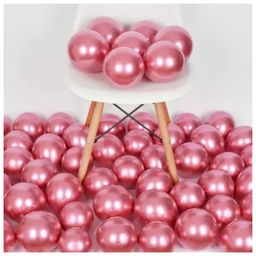 Untumble Metallic Mirror Finish 25cm Rose Pink Latex Chrome Balloons for Birthday Decoration - Pack of 50-image-94