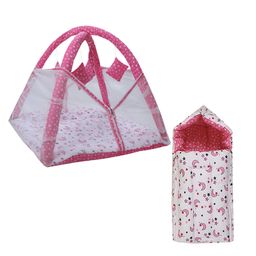 Fareto New Born Baby Bedding Play Gym Mattress with Net Sleeping Bag,Pink-5