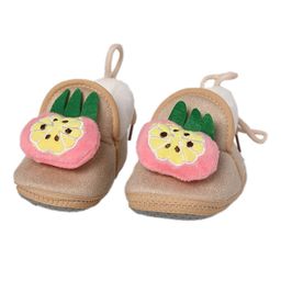 Kid-O-World Fruit Applique Detailed Fur Soft Sole Booties - Beige-24