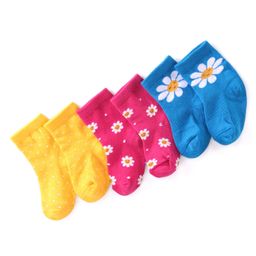 Cutewalk By Babyhug Anti Bacterial Ankle Length Floral & Polka Dots Design Socks Pack of 3 - Blue Yellow & Pink-image-62