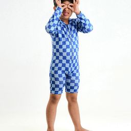 Somersault Full Sleeves Checked  Swimsuit - Blue-image-83