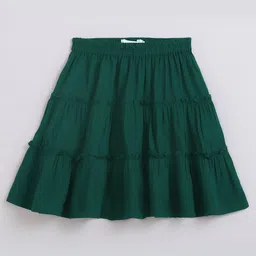 Chuppan Chupai Rayon Solid Tiered Skirt - Green-picture-18