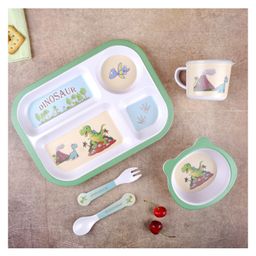 The Bamboo Co Dino-Mite" Bamboo Kids Dinner Set of 5- Green-image-20