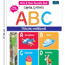 book ford publications BookFord Publications Write & Clean Reusable Book Set of 3 Alphabet Capital Letters Numbers and Lines & Curves - English image 2