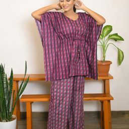 Vivika Printed V-Neck Pure Cotton Tunic With Palazzo-image-61