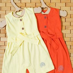 THE MAPLES FASHION Infant GirlsPack of 2 Hosiery Cotton Knee LengthDress With Belt-49