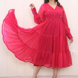 Swadeshi Shringaar Georgette Fit and Flare Midi Dress-image-47