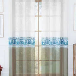 Story@home White & Grey Set of 2 Sheer Long Door Curtain-35