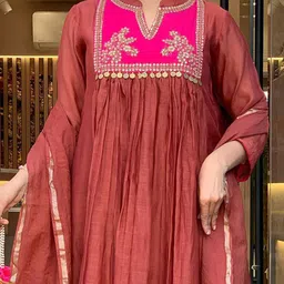 KALINI Women Regular Sequinned Kurta with Trousers & With Dupatta image 3