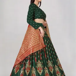 Mr Y Printed Thread Work Semi-Stitched Lehenga & Unstitched Blouse With Dupatta image 2