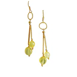 Jaya Vision Jewelry Citrine Beaded Circular Shaped Tasselled Drop Earrings-picture-7