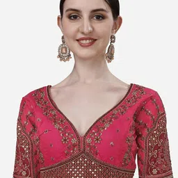 HERE&NOW Embroidered V-Neck Saree Blouse-picture-32