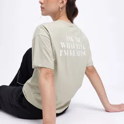 glitchez Nerdy Talks Printed Drop-Sleeves Oversized T-shirt-image-7