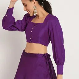 studio rasa Chroma Button Down Silk Saree Blouse image 4