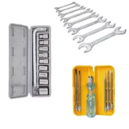 Hillgrove 10 Pcs Hex Socket Spanner Set, 8 Pcs Double Open End Wrench Set Combo, HGCM406M1-17
