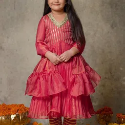 Vivedkids Girls Yoke Design Regular Gotta Patti Kurta with Trousers & With Dupatta-picture-55