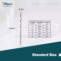 Hillgrove 5 Pcs HSS Drill Bit, 5 Pcs Wood Drill Bit & 5 Pcs Masonry Drill Bit Combo, HGCM180M1 image 4