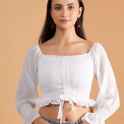 NEYSA Bell Sleeve Georgette Crop Top-image-20