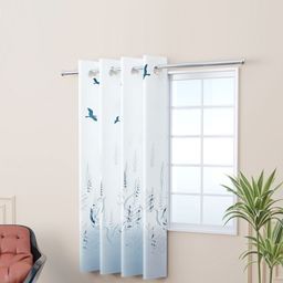 RUBOXA White & Blue Window Curtain-14