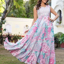 NAMA Floral Printed Fit & Flare Maxi Dress-picture-32