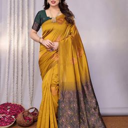 Styleveda Woven Design Silk Banarasi Saree With Unstitched Blouse Piece-image-26