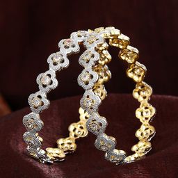 Estele Set Of 2 Gold-Plated Crystal Studded Bangles-18