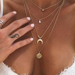 Shining Diva Fashion Gold-Toned Gold-Plated Layered Necklace-image-36