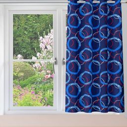 POORAK Blue Geometric Sheer Window Curtain-image-98