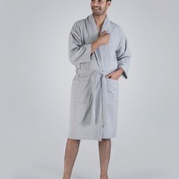 MYTRIDENT Grey Pure Cotton Bath Robe-58