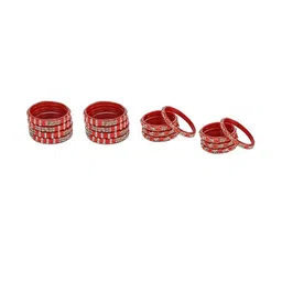 1ST TIME Set Of 16 Red Alloy Artificial Stones & Beads Bangles-picture-15