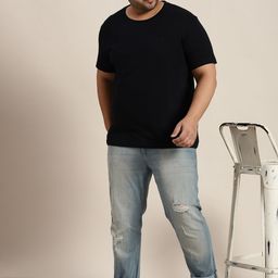Sztori Plus Size Men Blue Slim Tapered Fit Mildly Distressed Heavy Fade Stretchable Jeans-7